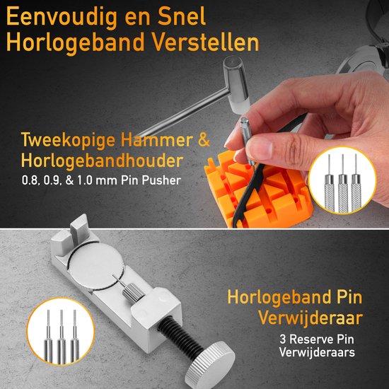Happy Goods Uhrenwerkzeuge - Uhrenarmband-Inkorter - 154 Stück - Uhrenreparaturset - bis 55 mm - Uhrenöffner - Uhrenschraubendreher-Set - Uhrengehäuseöffner - Uhrenwerkzeuge