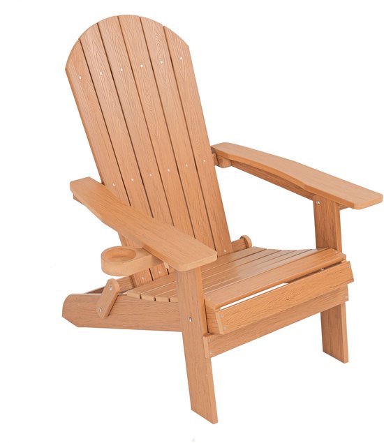 AXI Claire Adirondack Stuhl Braun – Loungesessel aus Kunststoff mit Armlehnen – Zusammenklappbar – Hohe Rückenlehne – Gartenstuhl – 84,5 x 77 x 95,5 cm – Langlebig und witterungsbeständig