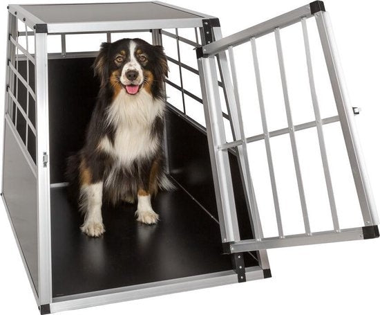 tectake - Hunde Transportbox - Single 54 x 69 x 50cm - Aluminium - Silber/Schwarz