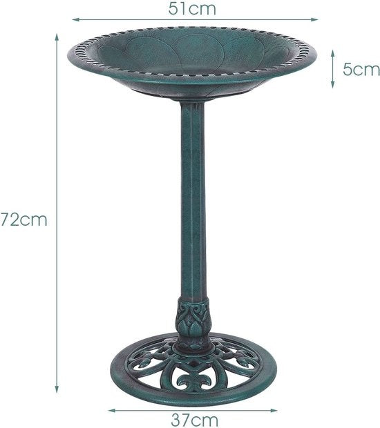 Coast Bird Drinks Free -Vogeltränke mit Ständer -Vogeltränkestation Ã˜50 x 72 cm grün