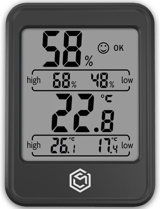 Ease Electronicz Hygrometer Min/Max - Luftfeuchtigkeitsmesser - Digitale Wetterstation - Luftfeuchtigkeitsmesser - Thermometer für Innenräume - Mit Beleuchtung
