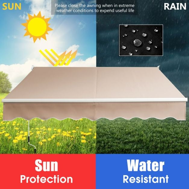 Coast - Manuell ausziehbarer Sonnenschirm - Kein Bohren & 40°-100° verstellbar - 295 x 250 cm - Aluminium/Stoff - Beige