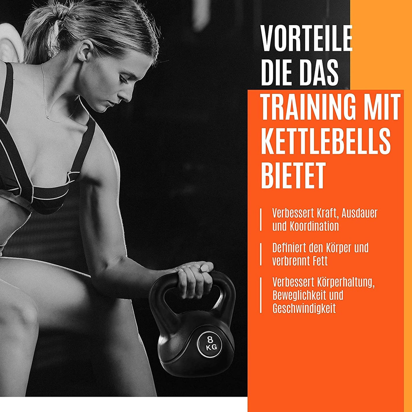 Yaheetech Kettlebell-Set 2 kg, 4 kg, 6 kg und 8 kg – Schwarz – Kunststoff mit Beton – 16,5 x 14 x 18,5 cm bis 22,5 x 19,5 x 26 cm