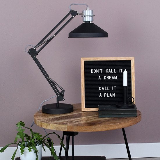 Anne Lighting Zappa – Tischlampe im Industrial-Stil – Schwarz – H: 80 cm – Ø: 18 cm – E27 – Für den Innenbereich – Metall – Tischlampen – Schreibtischlampe – Schreibtischlampen – Schlafzimmer – Wohnzimmer – Esszimmer