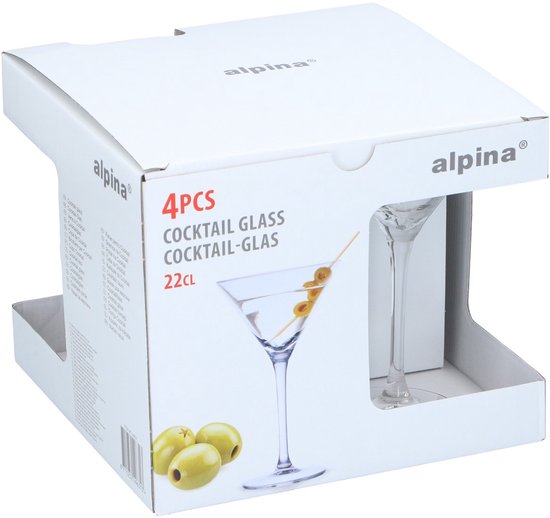 Martini-Cocktailgläser – Glas – 4 Stück – 220 ml – Cocktailgläser – Cocktails trinken – Cocktails