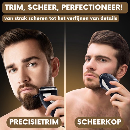 2-in-1-Rasierer für Männer mit Trimmer S1111 + Extra-Scherkopf - Sansbeaute® - Nass & Trocken - Präzisionstrimmer - Elektrisch - Elektrorasierer - Wasserdicht
