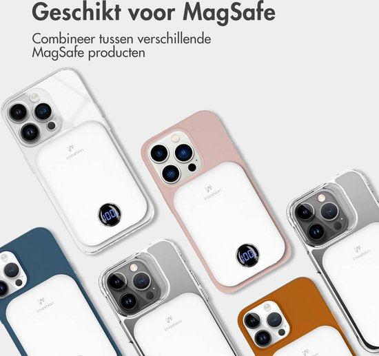 imoshion Powerbank 10000 mAh - Geeignet für MagSafe - Schnellladegerät 22,5W - LED-Anzeige - USB C & USB A - Wireless Powerbank Geeignet für iPhone 12/13/14/15/16 - Weiß