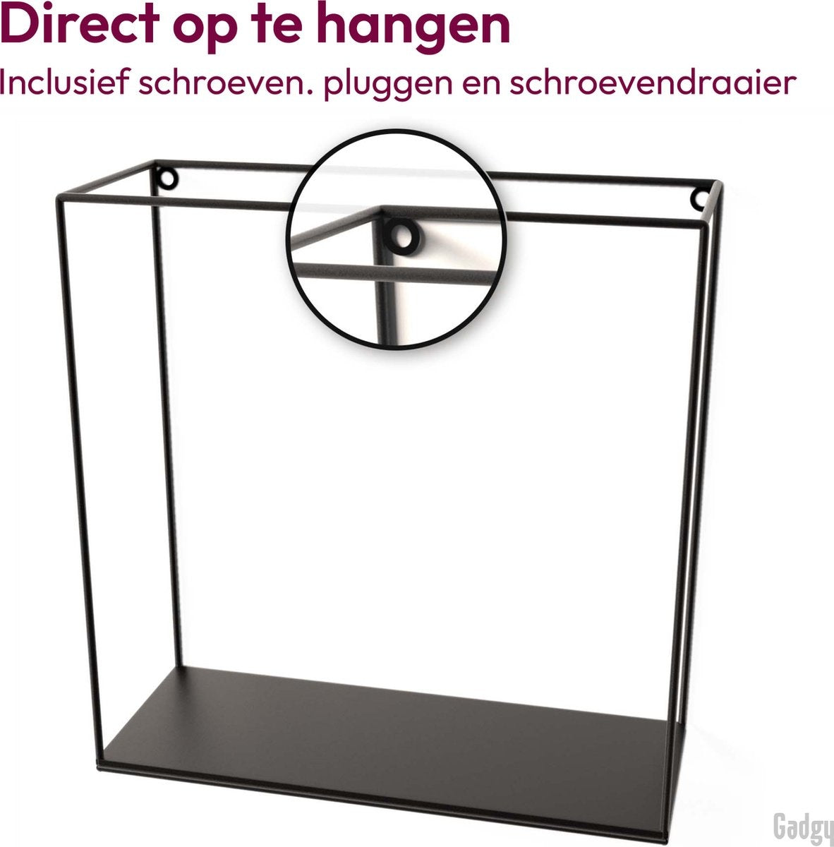 Gadgy Wall Racks set 3pcs - Wandregal Schwarz - Wanddekoration Industrie - Wanddekoration Metall - Quadratisch