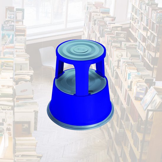 BRASQ Tritthocker Premium Blau - Kapazität 150 kg - Tritthocker - Elefantenfuß - Bürohocker - Rolltreppe - Hocker - Metall