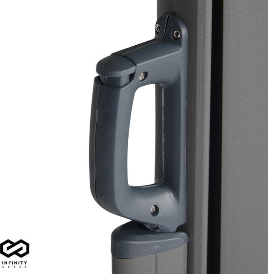 Infinity Goods - Ausziehbarer Windschutz - 300 x 140 cm - Ausziehbar - Einziehbar - Sonnenschutz - Garten, Strand, Terrasse, Balkon, Camping - Sichtschutz - Seitenmarkise - Wetterfest - Anthrazit