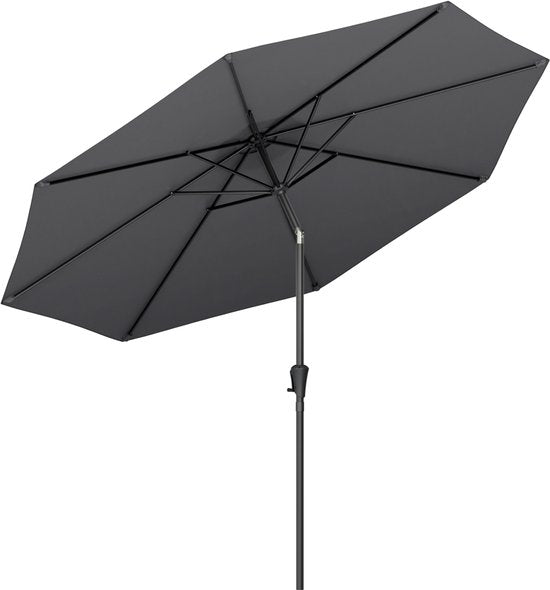 LifeGoods Sonnenschirm - Garten - Ø300 cm - 30° neigbar - Wasserdicht - UPF50+ - Dunkelgrau