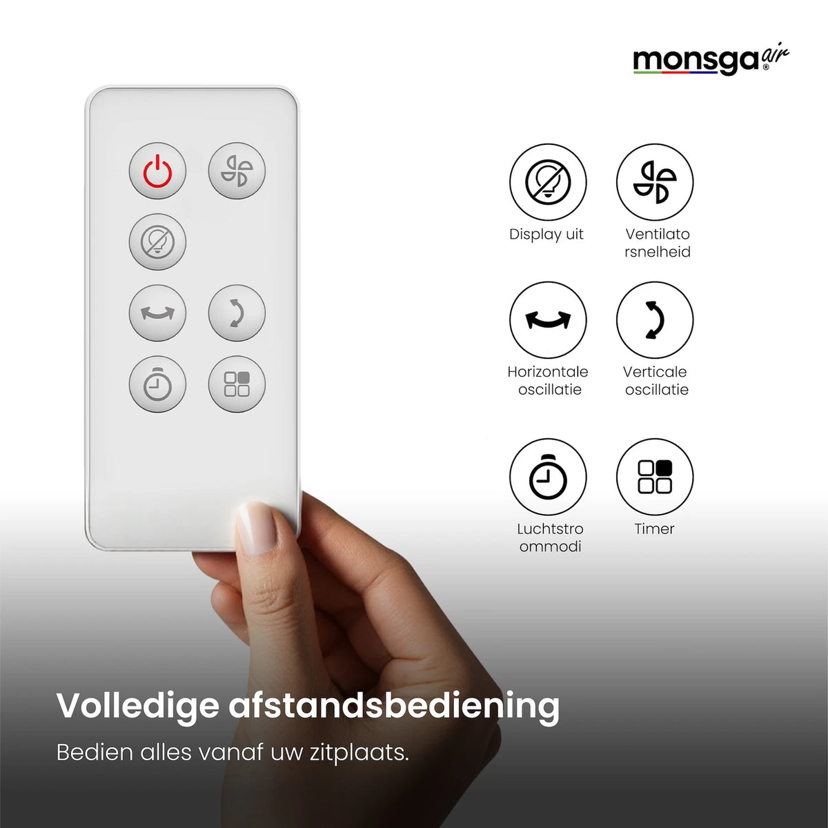 MonsgaAir AC300 Leiser Standventilator – 76 cm – 120° + 90° 3D-Oszillation – 5 Geschwindigkeitsstufen – 25 dB