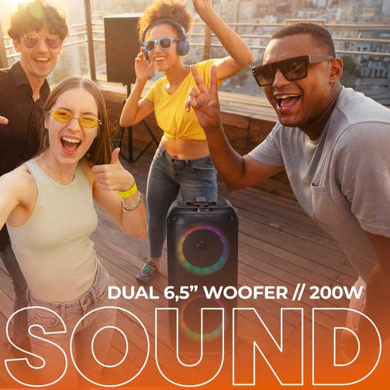 Denver - BPS354 - Party Lautsprecher - Disco Lights - inkl. Fernbedienung - Mikrofonanschluss - Schwarz