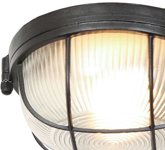 Deckenleuchte Lisanne 1342ZW | Schwarzes Metall und Glasschirm | Ø 17 cm, Höhe 8 cm | Mexlite | Trendiges Design für den Innenbereich