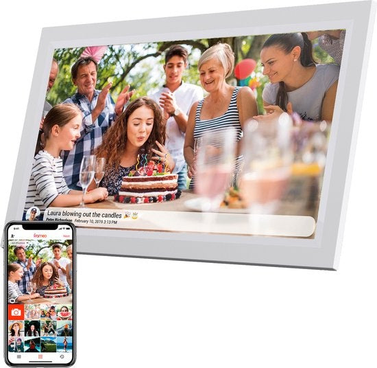Denver Digitaler Fotorahmen 15,6-Zoll - XL - FULL HD - Frameo App - Fotorahmen - IPS-Touchscreen - 16GB - PFF1503W
