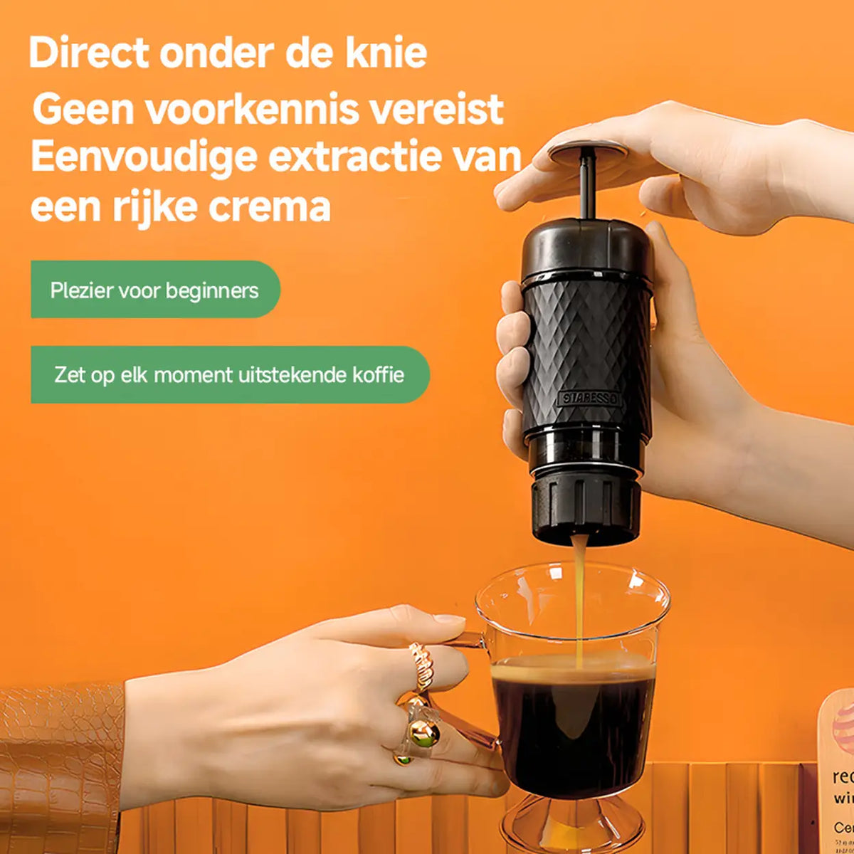 STARESSO tragbare manuelle Espressomaschine – Kapseln und gemahlener Kaffee