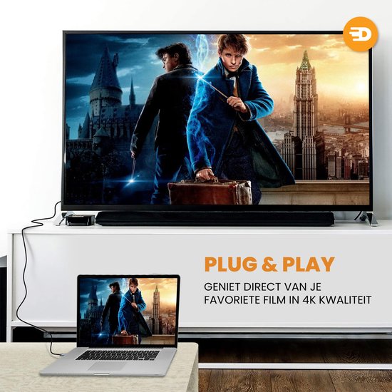 Drivv. Premium Displayport zu HDMI Kabel - 4K 60hz - Nylon - 3 Meter - Grau