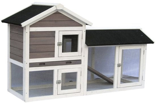 Kerbl Avoriaz Kaninchenstall – Weiß/Braun – 147 x 53 x 85 cm