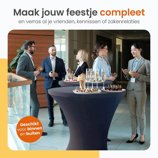 Goliving Bartable - Inklusive Bartable-Hülle - Tischschürze - Zusammenklappbar - Stabiler Partytisch - Für den Innen- und Außenbereich - Belastbarkeit 50 kg - Ã˜80 x 110 cm - 8,5 kg - Schwarz