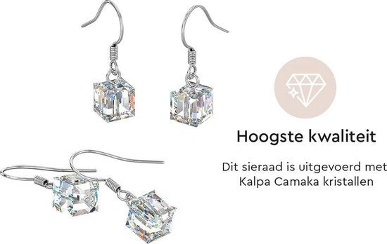 Yolora Damen Ohrringe mit Kalpa Camaka Kristallen - Silber - 18K Weißgold vergoldet - Damen Ohrringe Silber - Schmuck - Geschenkbox - Luxus Geschenkbox - Geschenkbox - Schöne Geschenkverpackung - Exklusive Geschenkverpackung - Geschenk zum Muttertag