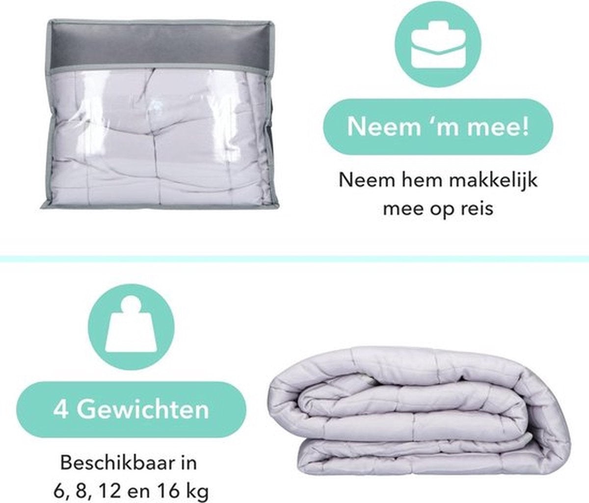 Litollo Beschwerungsdecke 10 kg mit Außenbezug Sternenmuster - Beschwerungsdecke - Langlebiges Bambusmaterial - Grau - 150x200cm