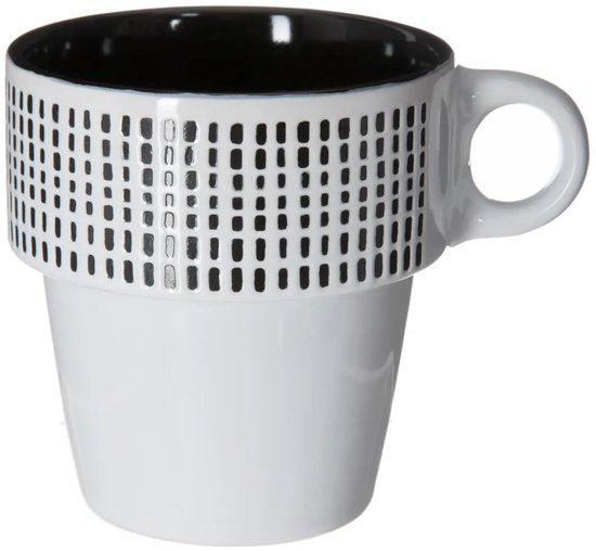 Secret de Gourmet Kaffeetassen/Becher Artista – 6 Stück im Metallständer – Keramik – glänzende Oberfläche – 260 ml – 8 x 9 cm