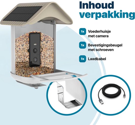 BOME Vogelhäuschen – 2K-HD-Kamera – KI-Vogelerkennung – Doppeltes Solarpanel