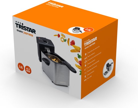 Tristar Fritteuse FR-6919 - Fritteuse klein - Fritteuse 2 Liter - 800W - Camping Fritteuse - Edelstahl
