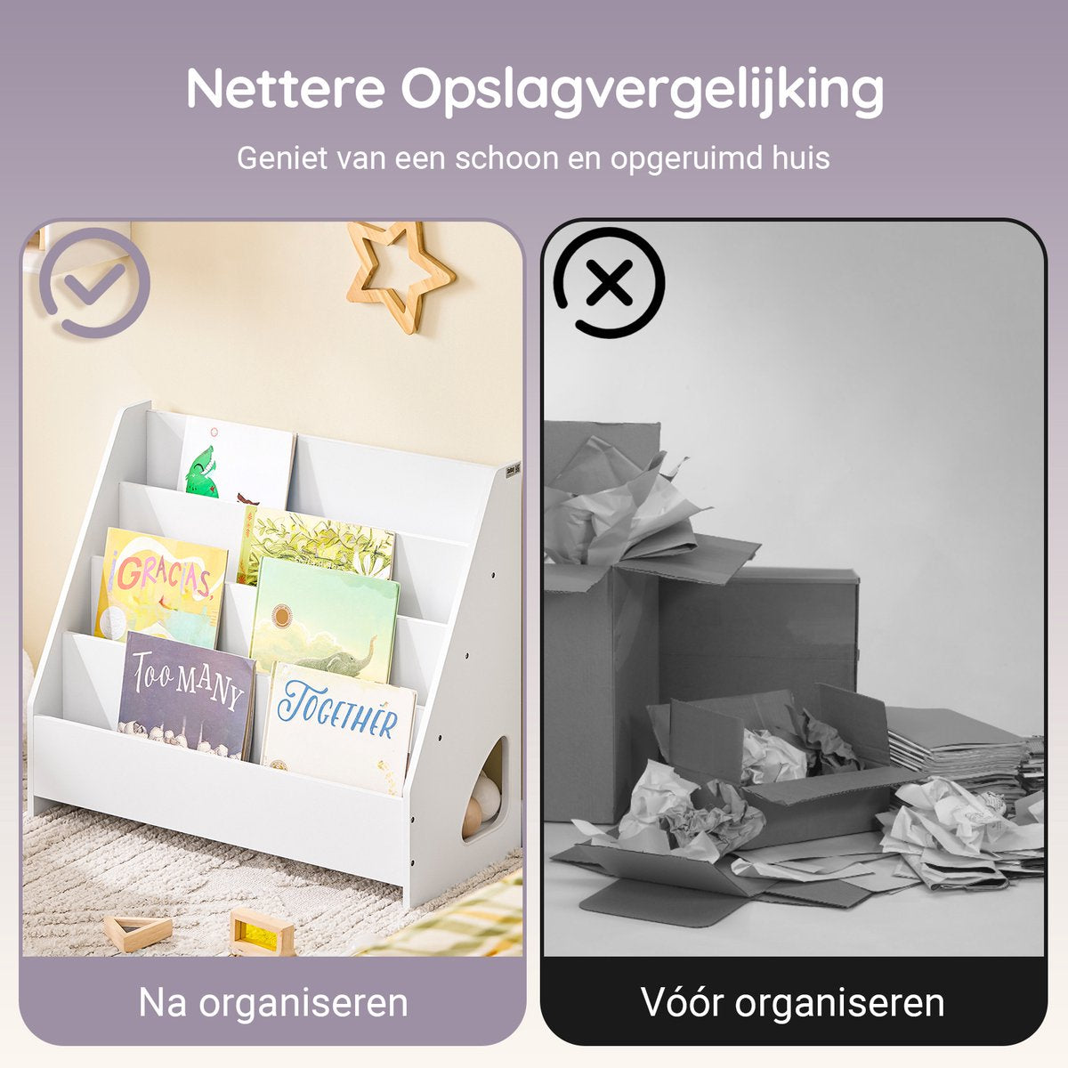 SoBuy Kinderbuchregal KMB32-K-W - Weiß - 70x60x30 cm - Sicher und praktisch