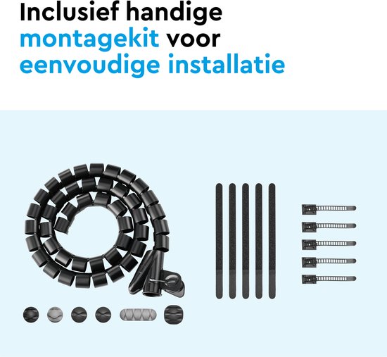 BRASQ Universelle Kabelrinne Schwarz für den Untertisch - Inklusive Cable Organizer - Kabelmanagement