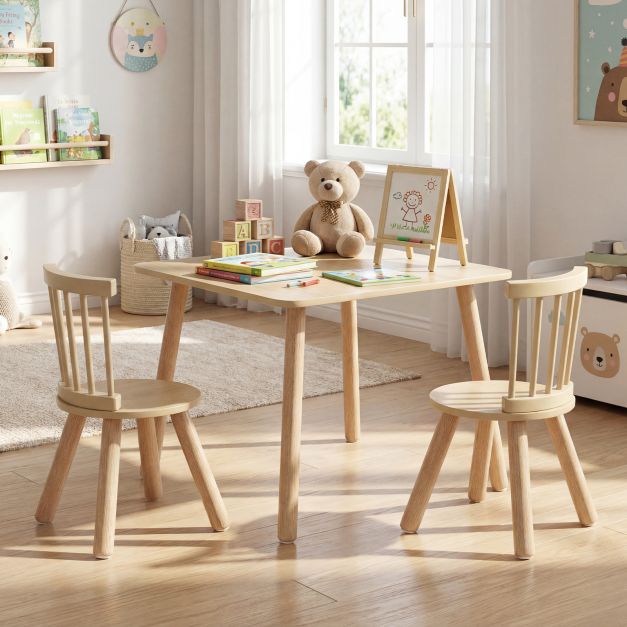 Coast Kindertisch mit 2 Stühlen – Natur – 60 x 60 x 43,5 cm