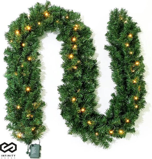 Infinity Goods - Girlande mit Lichtern - Timer - Weihnachtsdekoration - 270CM - 35 LED - Grün