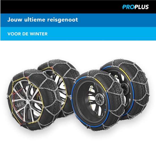 ProPlus Schneeketten – KNR255 – 16 mm Stahlglieder - Önorm-Gütesiegel – Sicherheit – Reifen – Schnelle und einfache Montage – Für verschiedene Reifengrößen – Inklusive Reparaturglieder und Aufbewahrungskoffer – 2er-Set – 4x4-Fahrzeug – Minivan, SUV/MPV