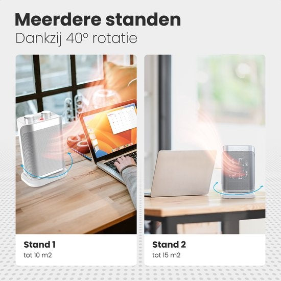 Auronic - Electric Heater - Heizlüfter - 2 Stufen - 1500W - LED-Anzeige - Rotierend - Weiß