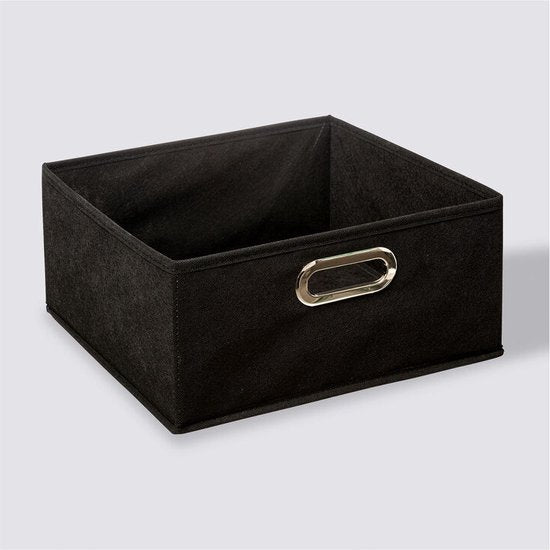 5Five Aufbewahrungskorb/Schrankkorb – schwarz – Leinen – 14 Liter – 31 x 31 x 15 cm – Aufbewahrungsbox – Fächerkorb
