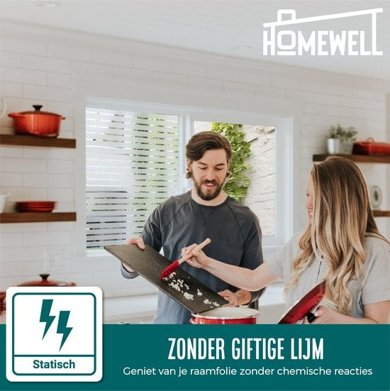 Homewell Fensterfolie HR++ 70x300cm - Solar & Isolierend - Statisch - Streifen