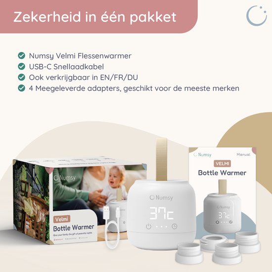 Numsy Velmi Sehr tragbarer Flaschenwärmer für unterwegs - kabellos - mit 4 Adaptern