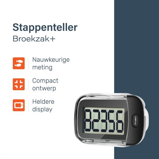 Proskill Schrittzähler mit Clip - Einfacher Aktivitäts-Tracker - Hosentasche - Geeignet für Frauen, Männer & Kinder - Wandern & Fitness