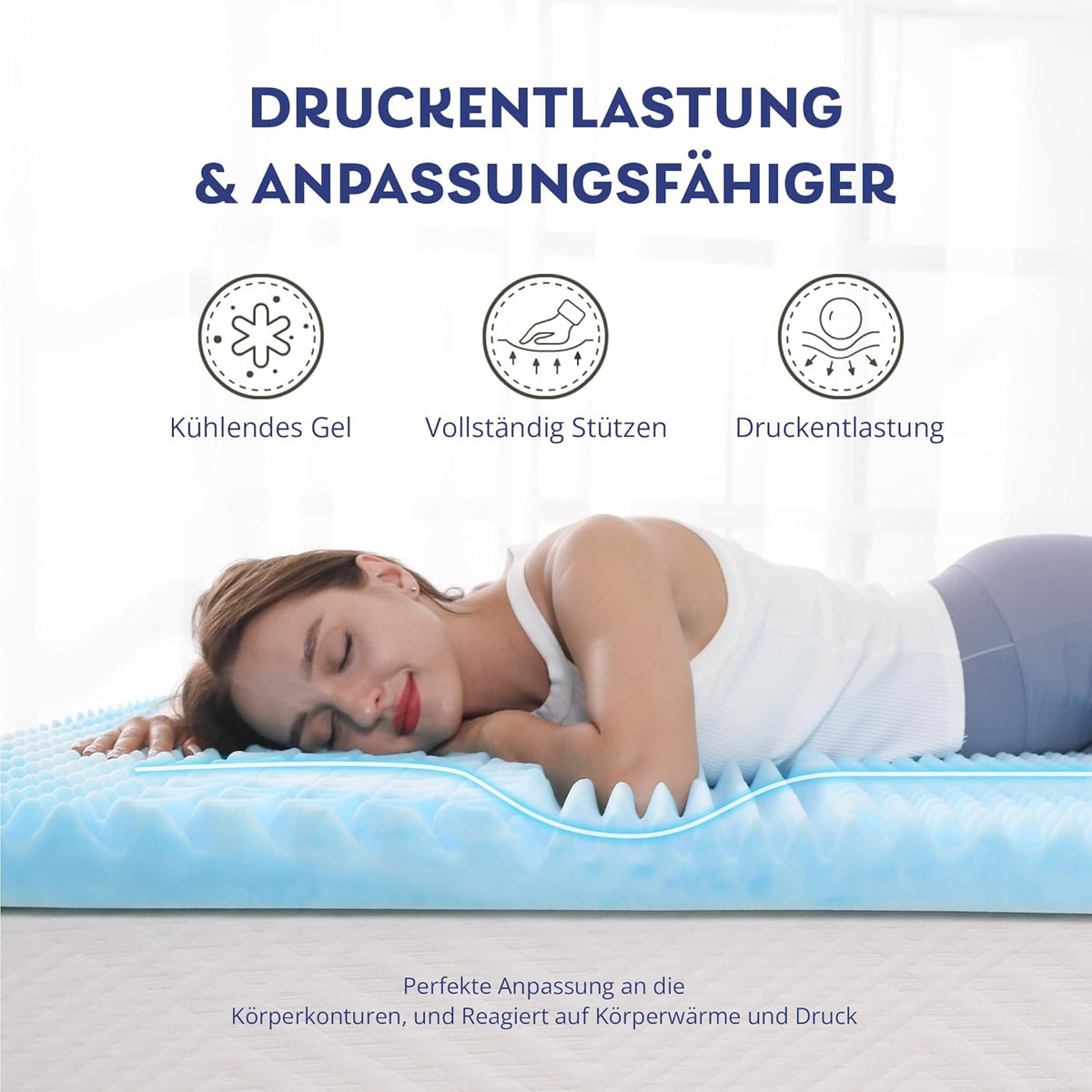 EGO HOME Matratzenauflage 180 x 200 cm – 5 cm hoch – 7-Zonen-Matratzenauflage aus Schaumstoff – CertiPUR-EU-zertifiziert