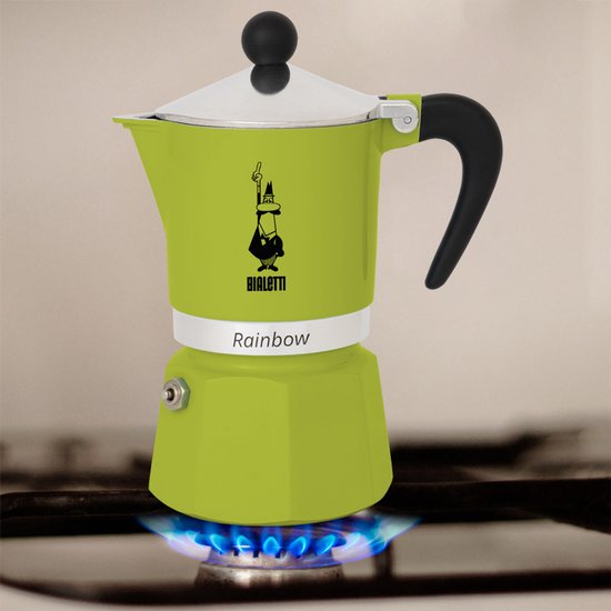 Bialetti Rainbow Percolator 1 Tasse, grün – Espressokocher – Aluminium – italienische Kaffeemaschine – 60 ml