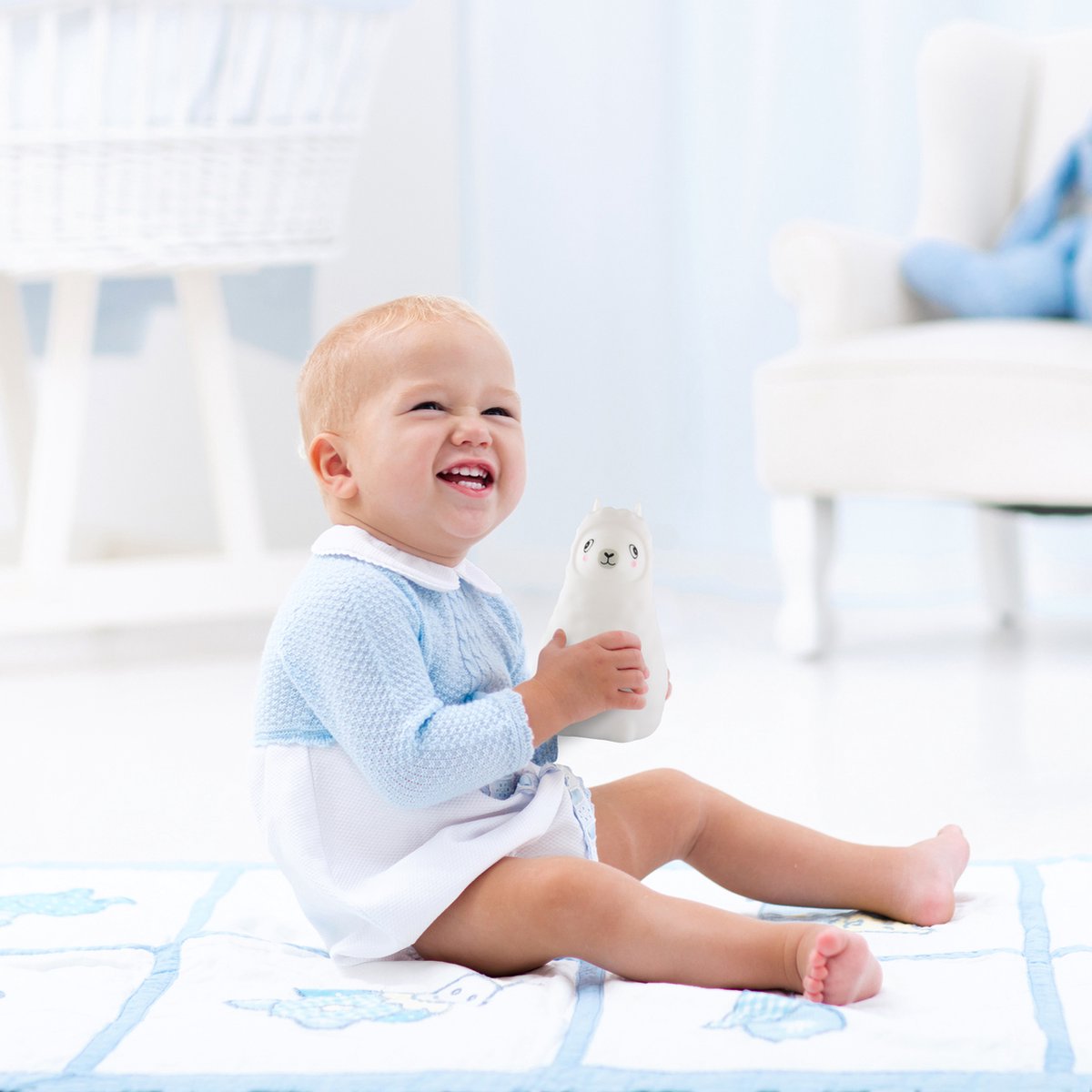 Sleepy Friends Kinder-Nachtlicht Lama - 95x97x100 mm - 8 Farben - USB Wiederaufladbar - Dimmbar - Nachtlicht Baby & Kind