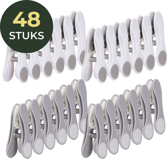 Gandria Wäscheklammern 48 Stück - Kunststoff-Wäscheklammern - Satz von 48 Kunststoff-Wäscheklammern - Wäscheständer Wäscheklammern 10 Kg - Grau/Weiß und Weiß/Grau