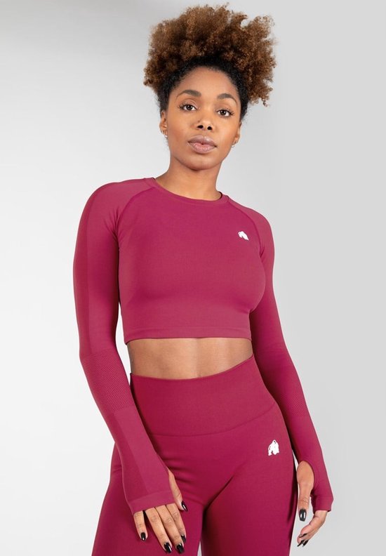 Gorilla Wear Hilton Nahtlose gekröpfte lange Ärmel - Fuchsia - XS/S