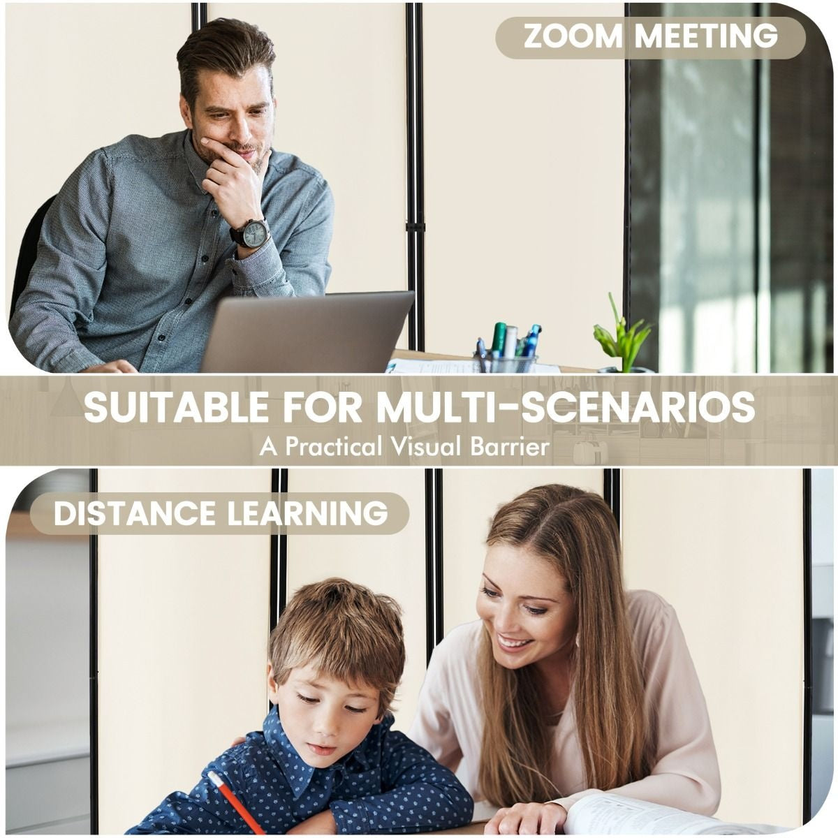 Coast Trennwand - 4-teilig - auf Rädern - faltbar - 225 x 173 cm - weiß