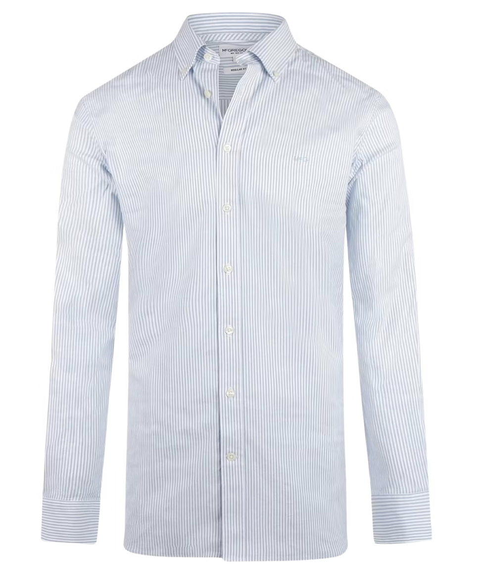McGregor Stretch Oxford Small Stripe Shirt Herren - Größe M - hellblau - lange Ärmel