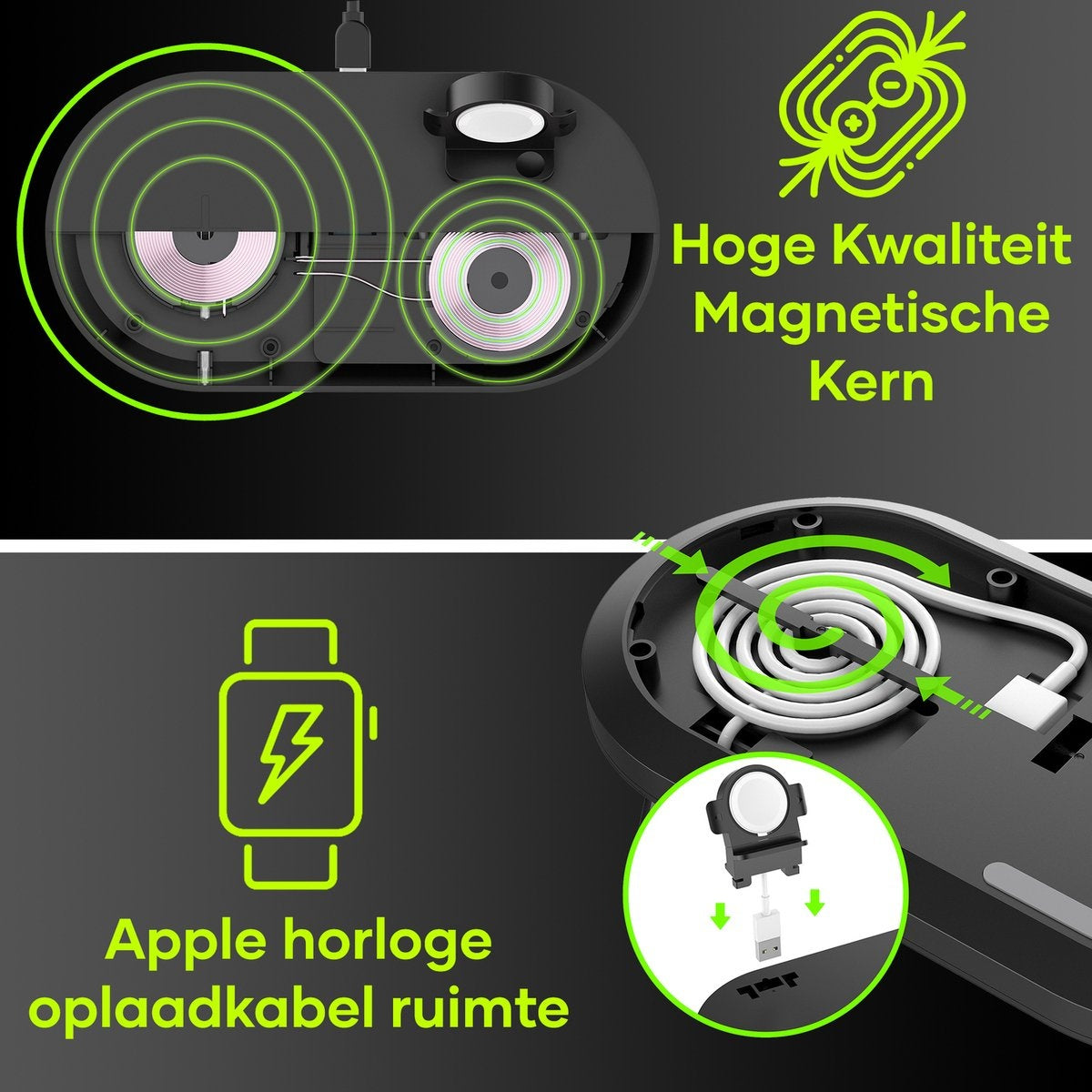 MW DO01 - 3-in-1 Drahtloses Ladegerät iPhone - Drahtloses Ladegerät - Ladestation Apple und Android