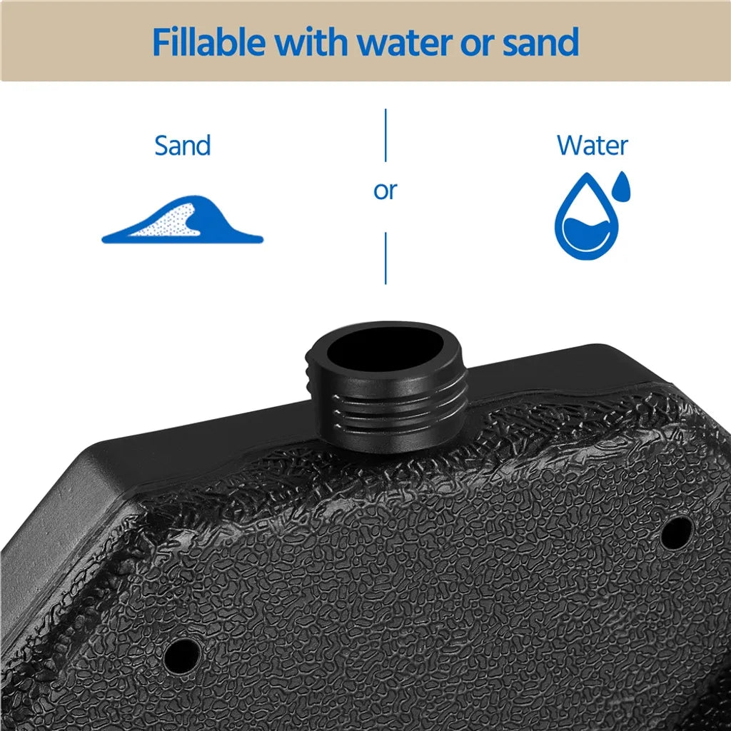 Yaheetech Sonnenschirmständer, 4-teiliges Set – Schwarz – Befüllbare Sonnenschirmgewichte für Schwebeschirme bis zu 66 kg Sand oder 52 kg Wasser