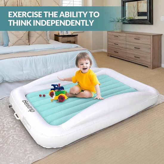 Bestrip Kinderluftbett - Mit elektrischer Pumpe und Fallsicherung - 2-in-1-Kinderreisebett 157 x 96 x 30 cm