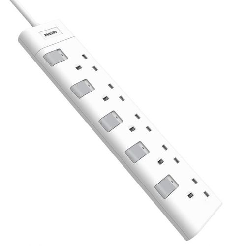 PHILIPS Verlängerungskabel 5-fach weiß - 3 Meter - UK 230V