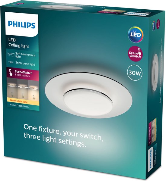 Philips Garnet Deckenleuchte - Schwarz - 27K - 30W